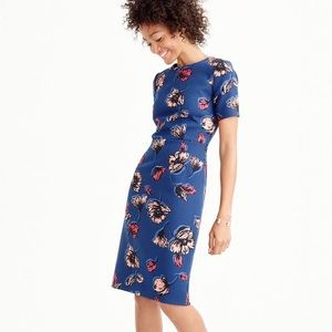 J. Crew Factory Blue Floral Wiggle Dress